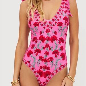 NWT BEACH RIOT Akira Redwood Floral One Piece Swimsuit SZ MEDIUM Rv $168